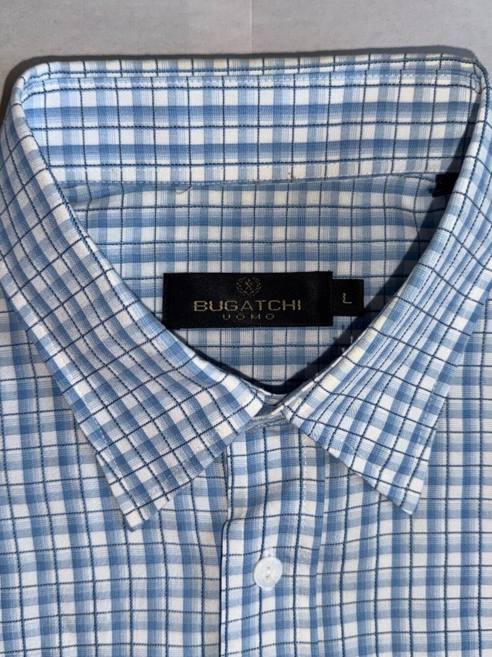 Bugatchi Men's Blue and White Shirt